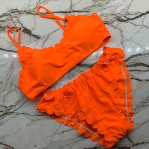 💎NWOT Neon Orange Scalloped Bikini Set💎